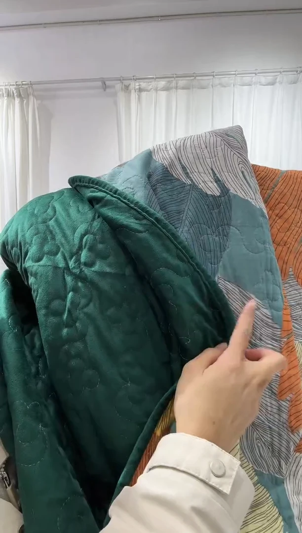 棉220*230单面纯棉绒床盖38号微瑕