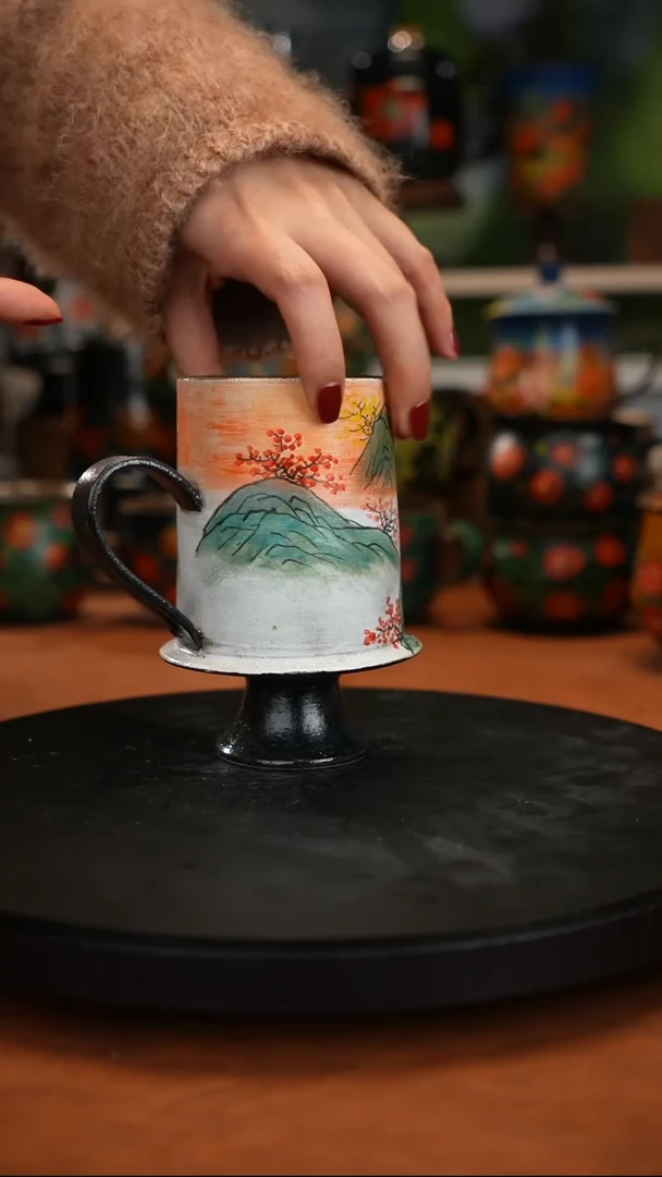 紫砂油画手绘釉下彩