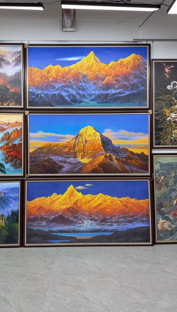 油画细**生【张俊龙】冈仁波齐办公室客厅茶室客厅挂画油画版画