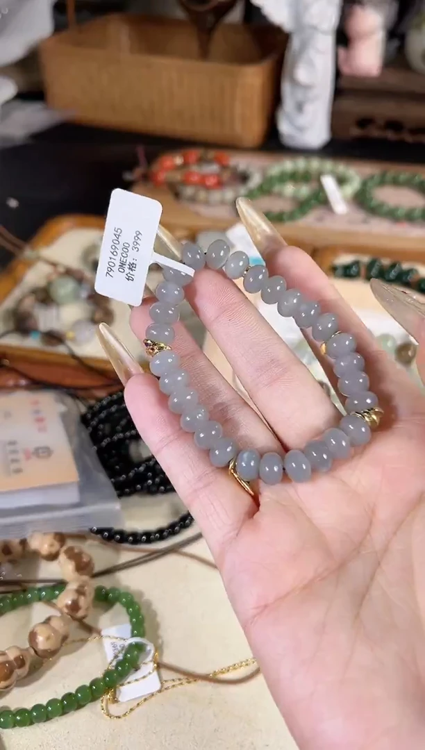 银S925镶嵌手链和田玉多样性发其一孤品默认微瑕