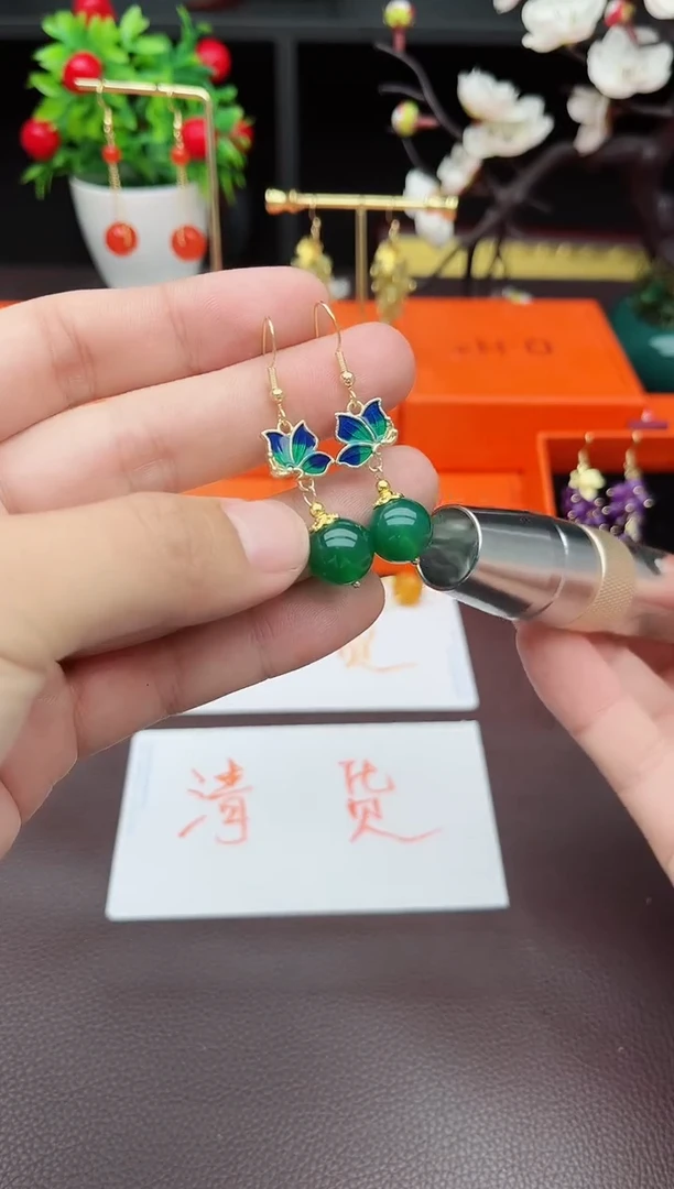 玛瑙/玉髓耳饰银S925镶嵌337000