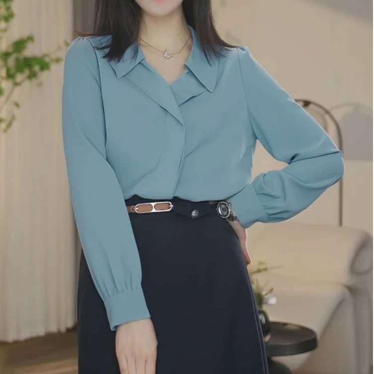 S203长袖气质职业女士衬衫时尚洋气宽松显瘦