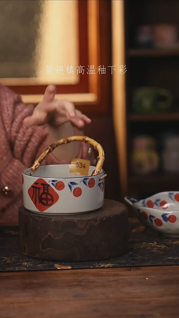 陶瓷景德镇高温釉下手绘陶瓷@L534@