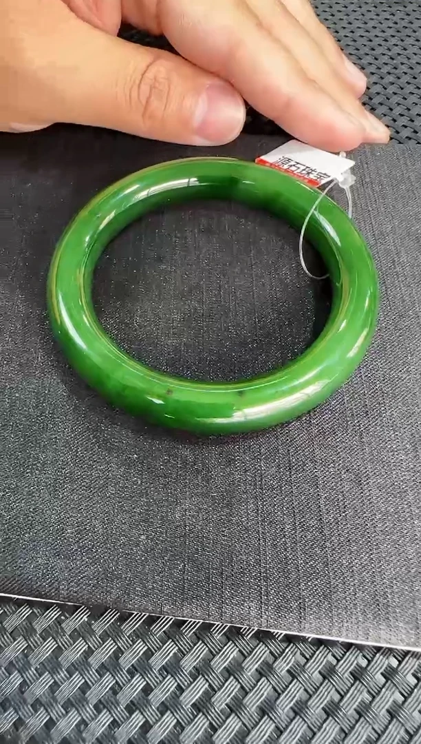 【闪购商品】和田玉（碧玉）手镯未镶嵌俄七老辣绿手镯圈口58