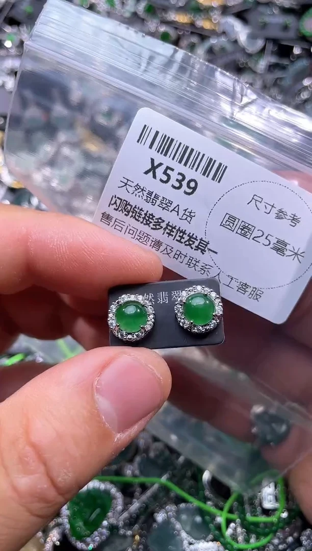 【闪购商品】翡翠颈饰未镶嵌X539耳钉