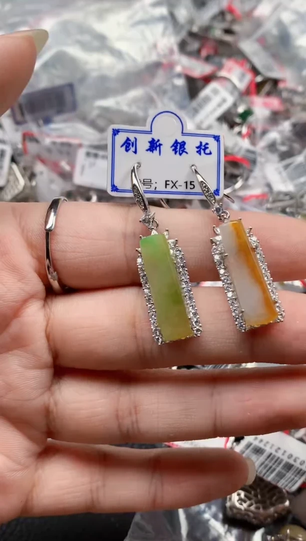 银S925镶嵌戒指翡翠天然A货缅甸翡翠