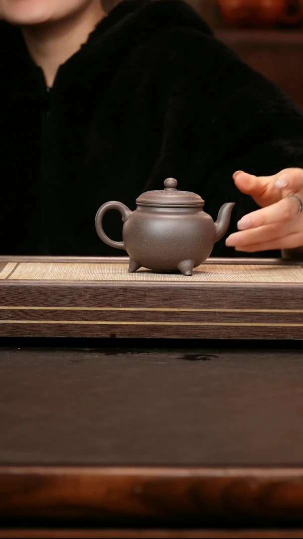 茶壶紫砂天青泥 三足大彬如意200cc
