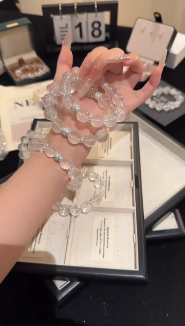水晶手链合金奶白晶x2115
