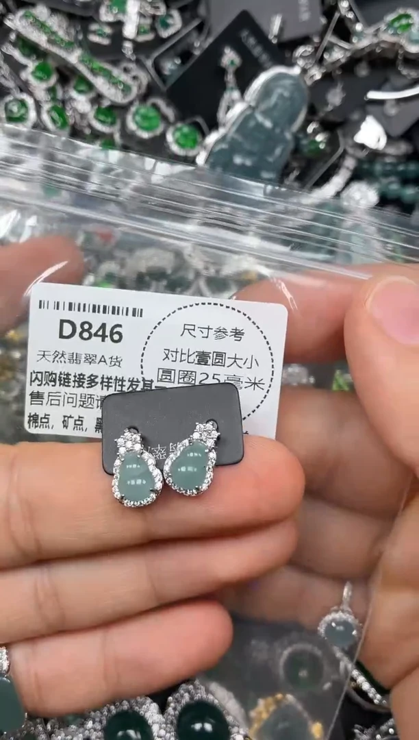 颈饰未镶嵌翡翠D846耳钉
