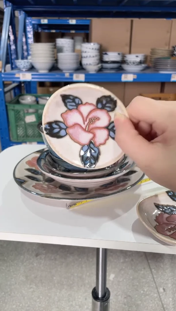 陶瓷【2支】冲绳玫瑰3.5英寸碟子