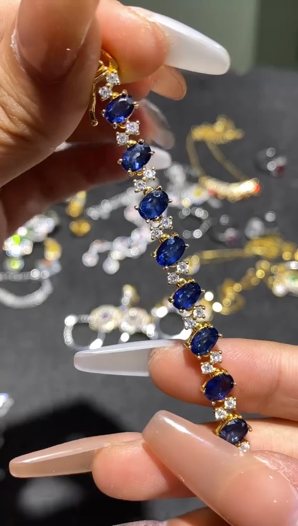 手链蓝宝石银S925镶嵌手链