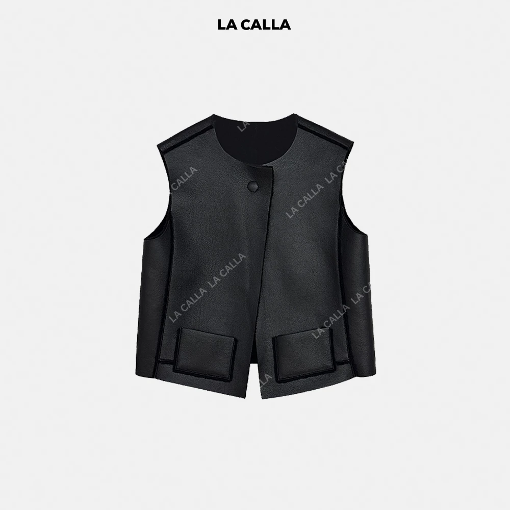 LA CALLA任意两穿100羊毛双面皮马甲WD25T07