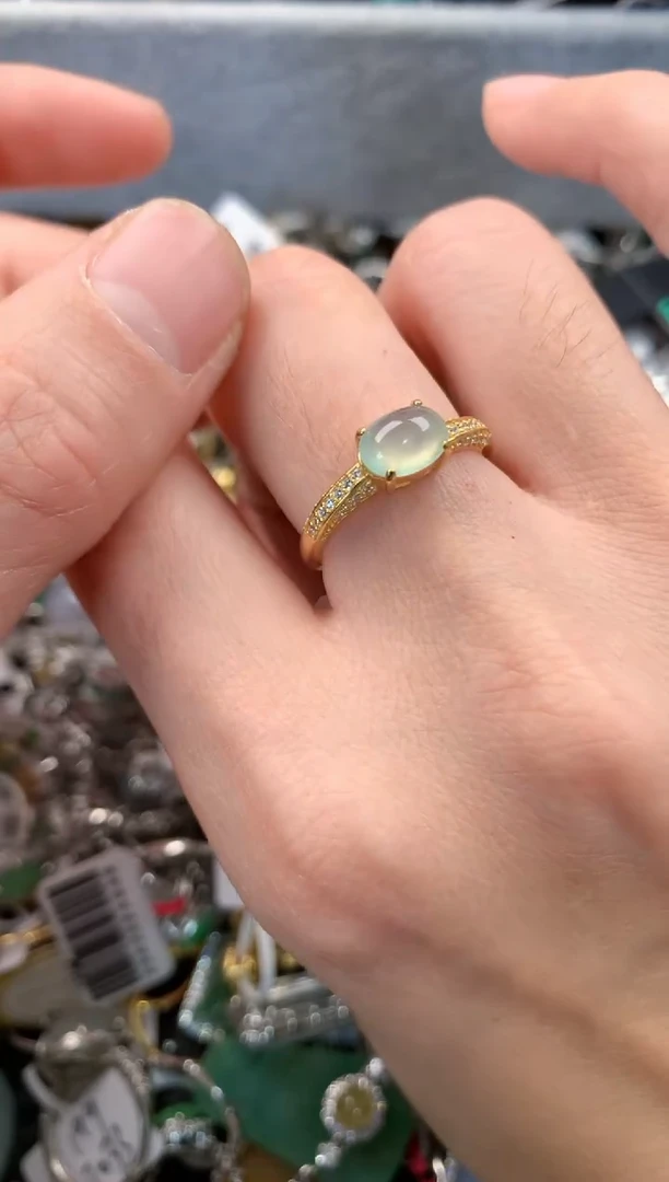 银S925镶嵌戒指翡翠5                  5