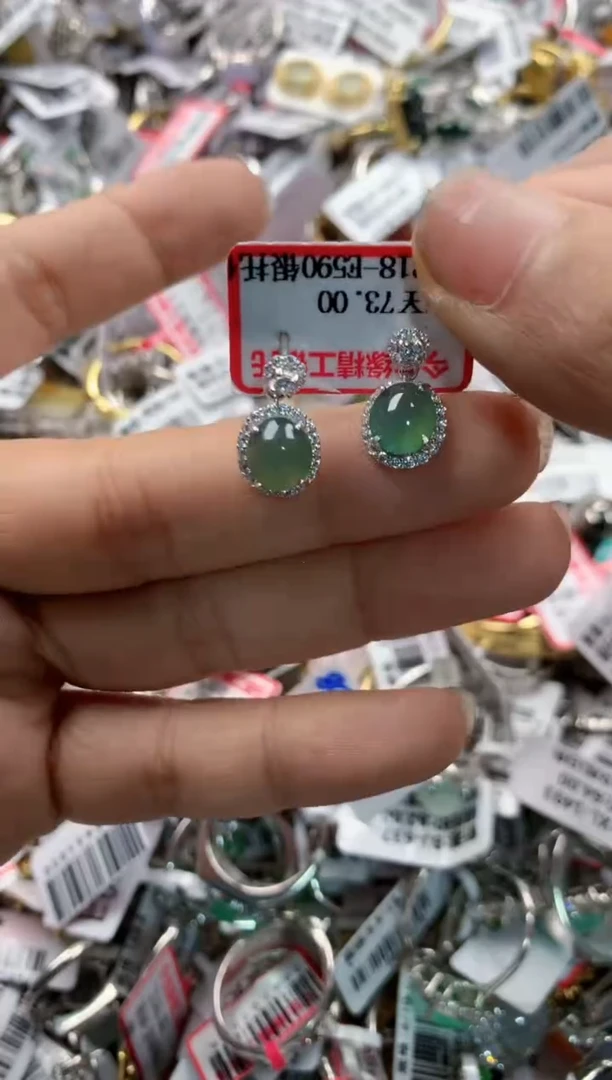 银S925镶嵌戒指翡翠10     2