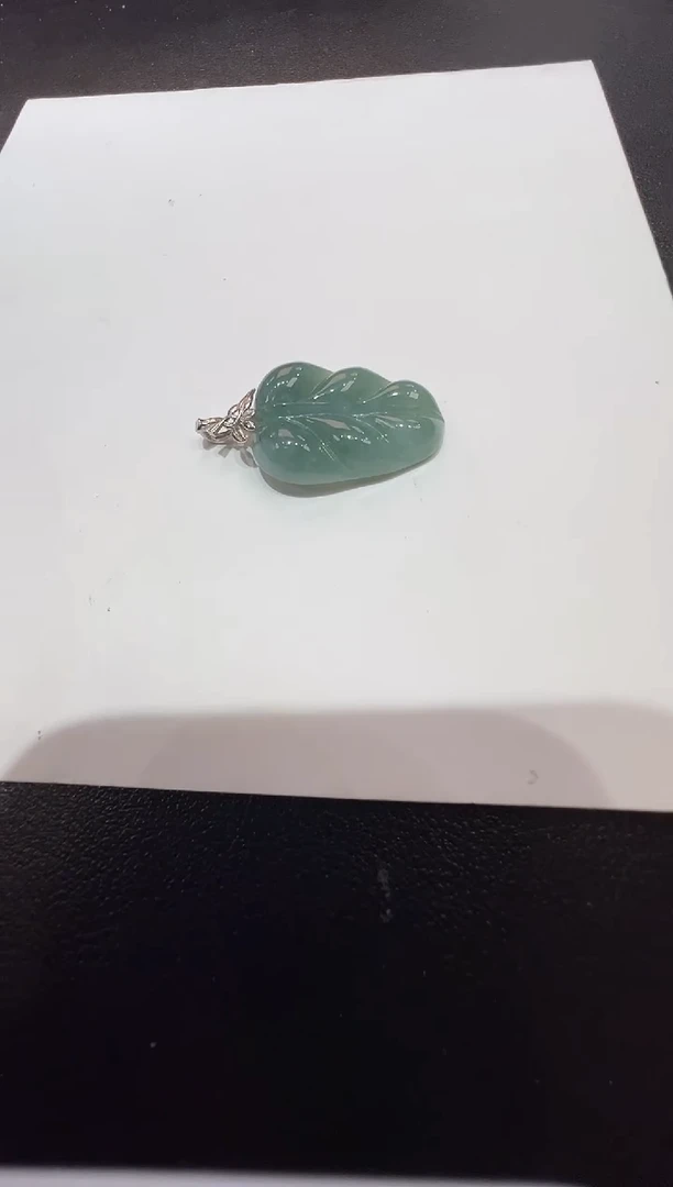 颈饰未镶嵌翡翠-纯天然缅甸A货翡翠叶子吊坠-25.7*19.9*5.0