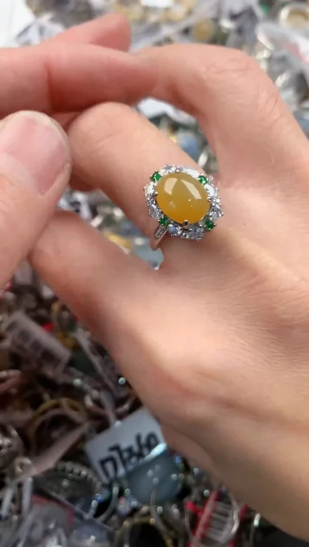 银S925镶嵌戒指翡翠777   8