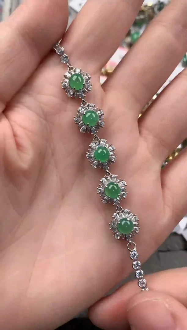 银S925镶嵌戒指翡翠12  7