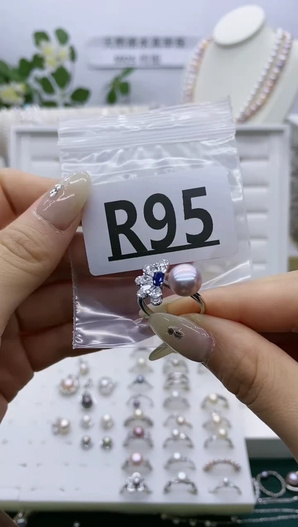 银S925镶嵌无淡水珍珠月**子R95拍二发一