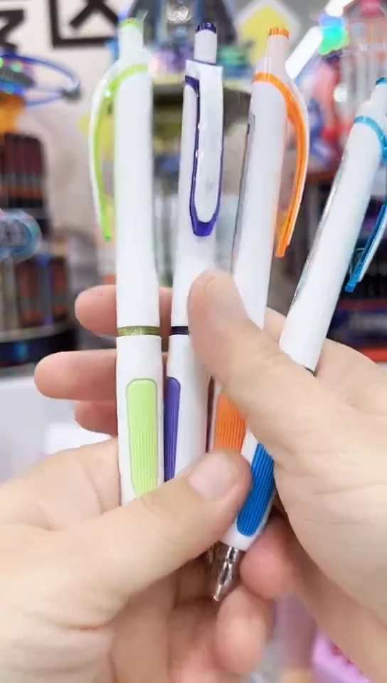 得力SS003/SS004按动中性笔0.5(黑色)CS笔头蓝绿紫橙杆(到手4支）