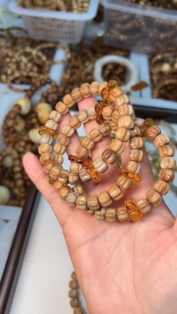 琥珀吊坠(赠链)未镶嵌库克卡10mm南瓜【楼兰妖花】设计款单圈