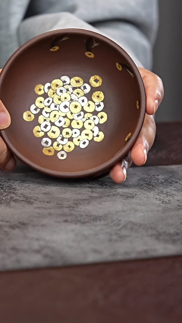 茶杯紫泥五鱼运财