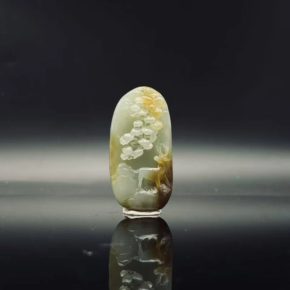 和田玉且末糖白一路有你吊坠2160