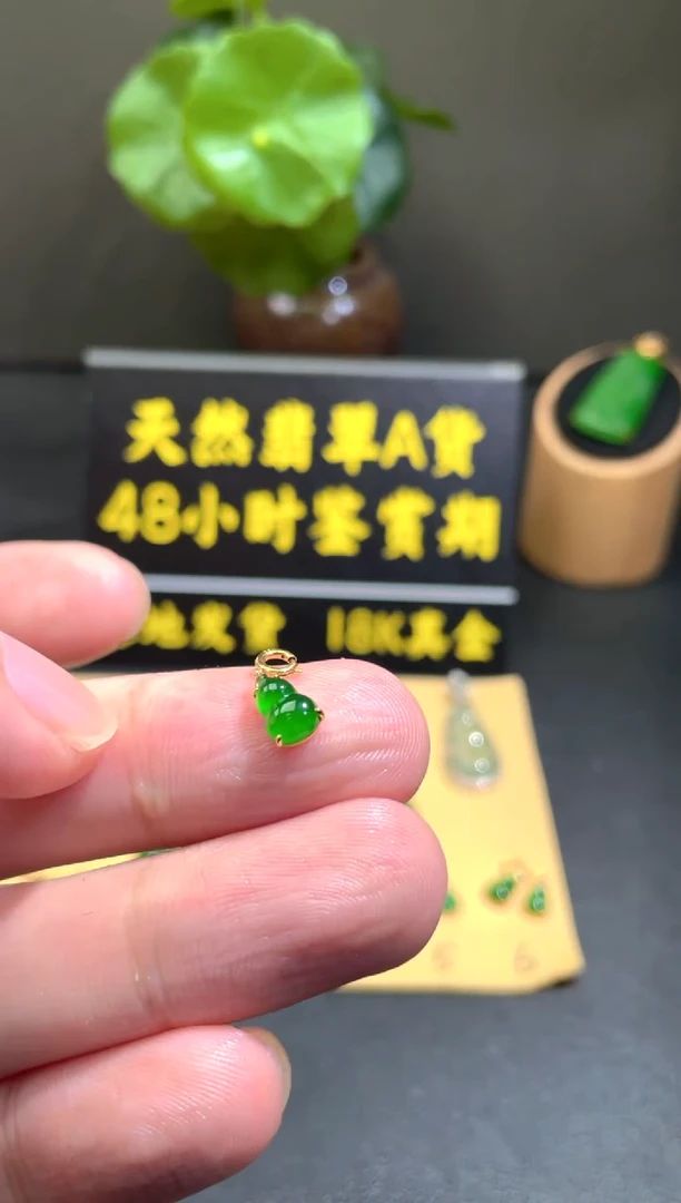 颈饰18K金镶嵌翡翠翡翠A货