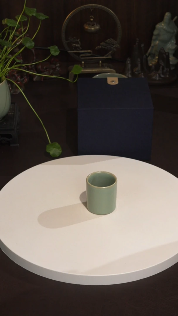 杯宣宝汝瓷原矿仿古釉手工扳指杯50cc
