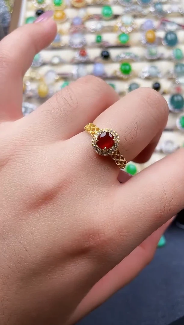 银S925镶嵌戒指翡翠八**乐1