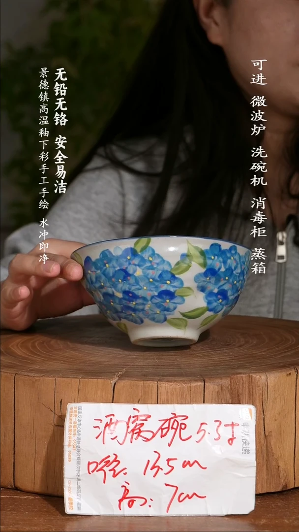 碗陶瓷景德镇高温瓷釉下彩手绘陶瓷