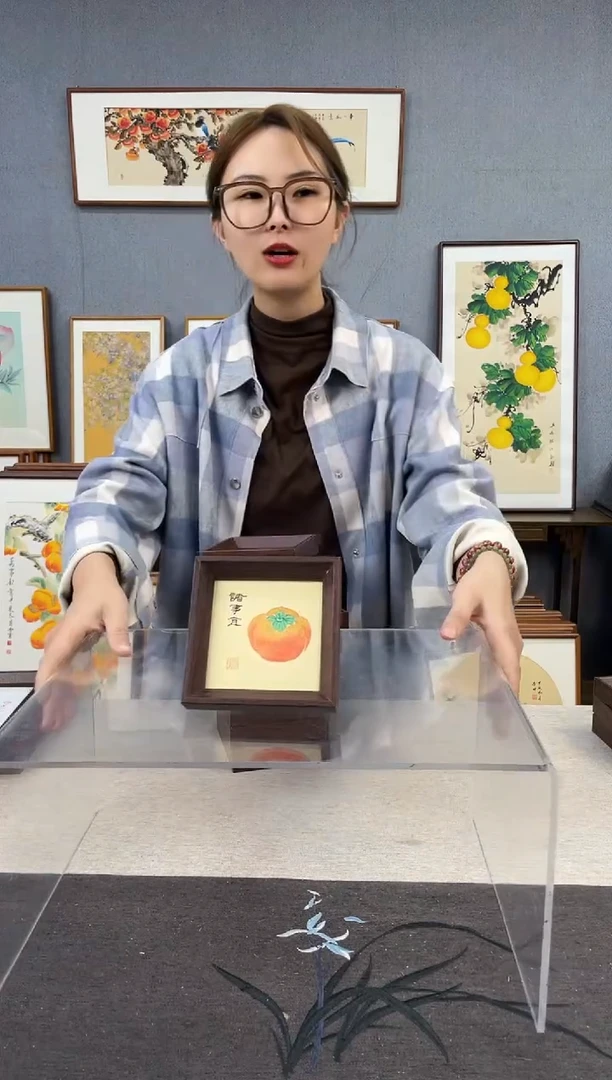 【闪购商品】国画5寸-小摆台作品-柿子