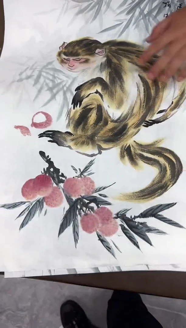 国画周梅生/精品国画猴子