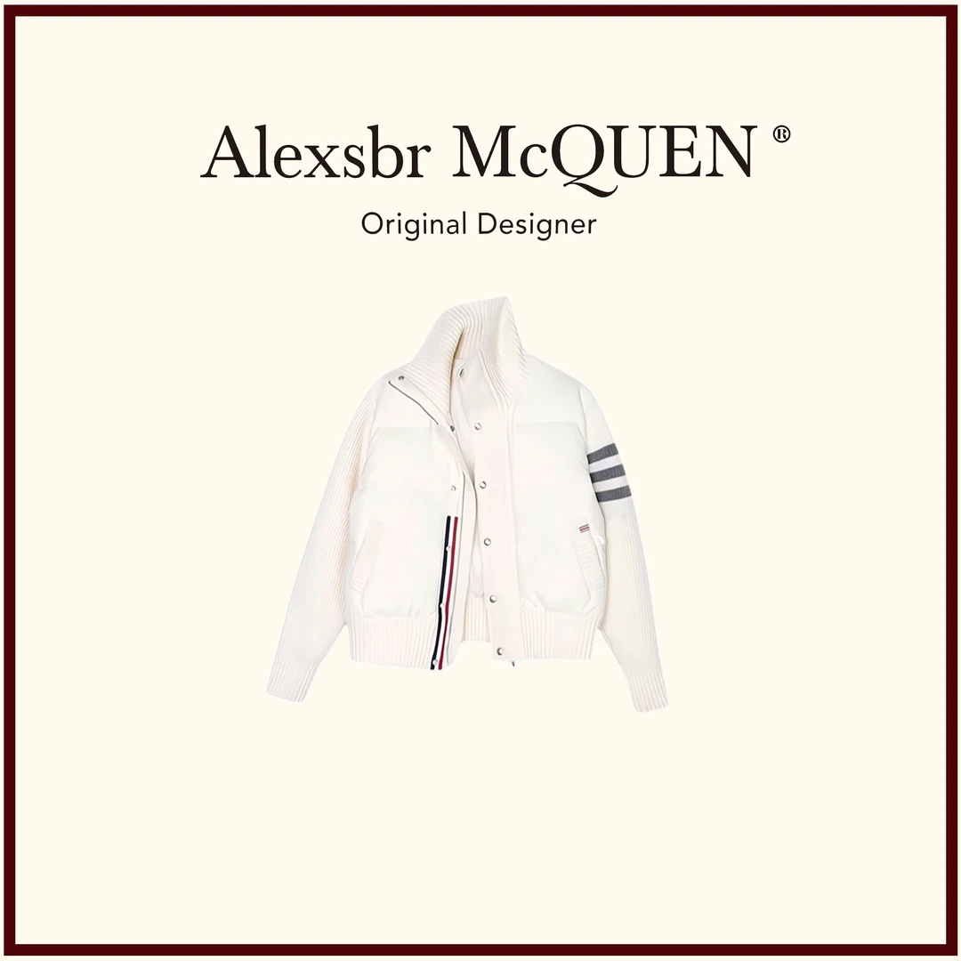 TY[现货] 清货!! 爆款! 【国标鸭绒】TB针织拼接三条杠女短款外套