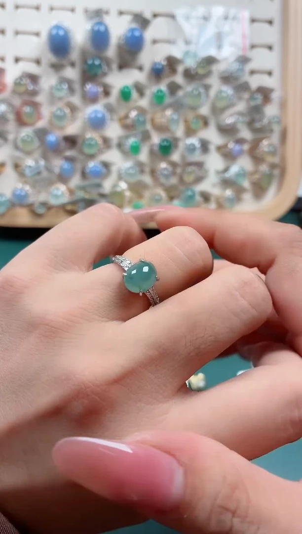 银S925镶嵌戒指翡翠.