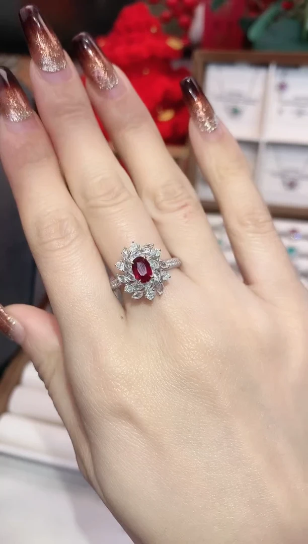 18K金镶嵌戒指红宝石1.07ct/天然宝石/七天无理由