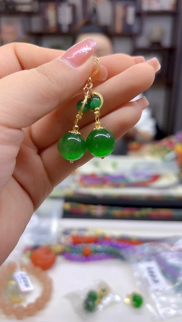 【闪购商品】碧玺猫眼耳饰14K金镶嵌E689