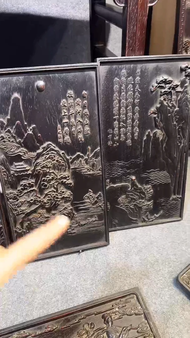 木紫檀拆件雕刻板以直播间实物为准微瑕老物件