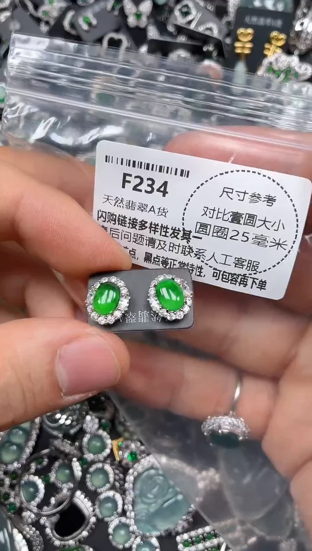 颈饰未镶嵌翡翠F234耳钉