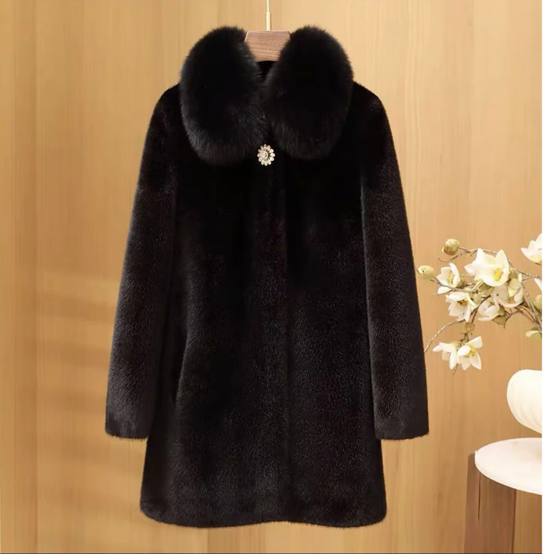 冬季新款女士中长款外套妈妈装中老年抗风保暖外套中年冬装