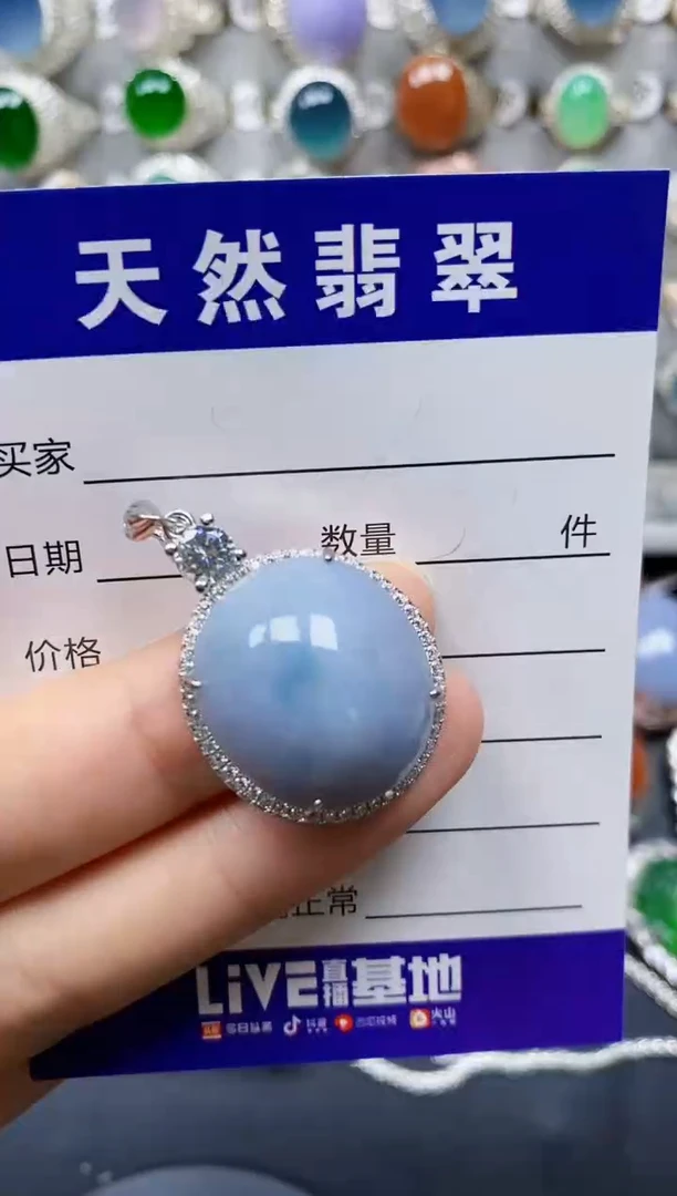 翡翠银S925镶嵌颈饰0369