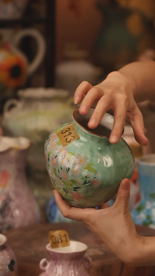 陶瓷313景德镇设计师手作花器摆件侘寂风