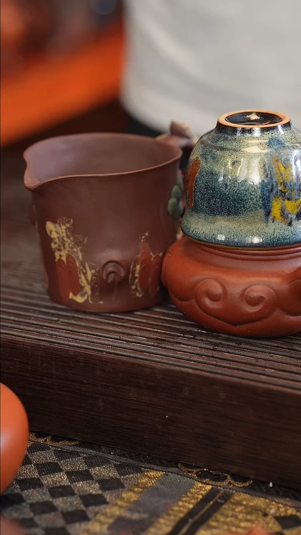 茶壶紫砂原矿手工制作北红赤铁一壶一盏一个杯子