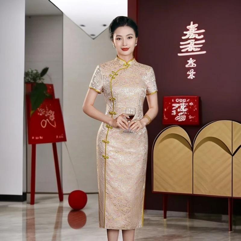 喜妈妈喜婆婆礼服新款爆款高贵奢华婚庆婚宴场合女装高贵改良旗袍