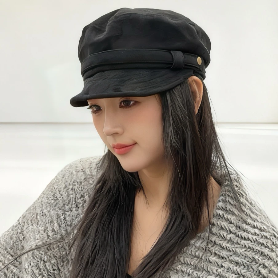 秋冬新款复古英伦风报童帽女高级感麂皮绒鸭舌帽显脸小时髦画家帽