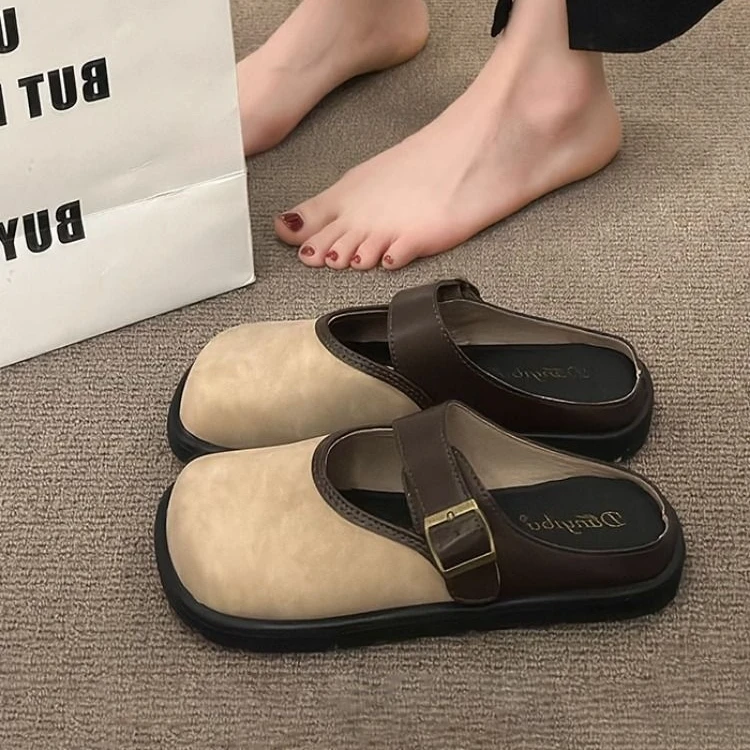 【品牌断码】勃肯鞋拖鞋女夏季外穿2024新款半托女鞋厚底包头半拖