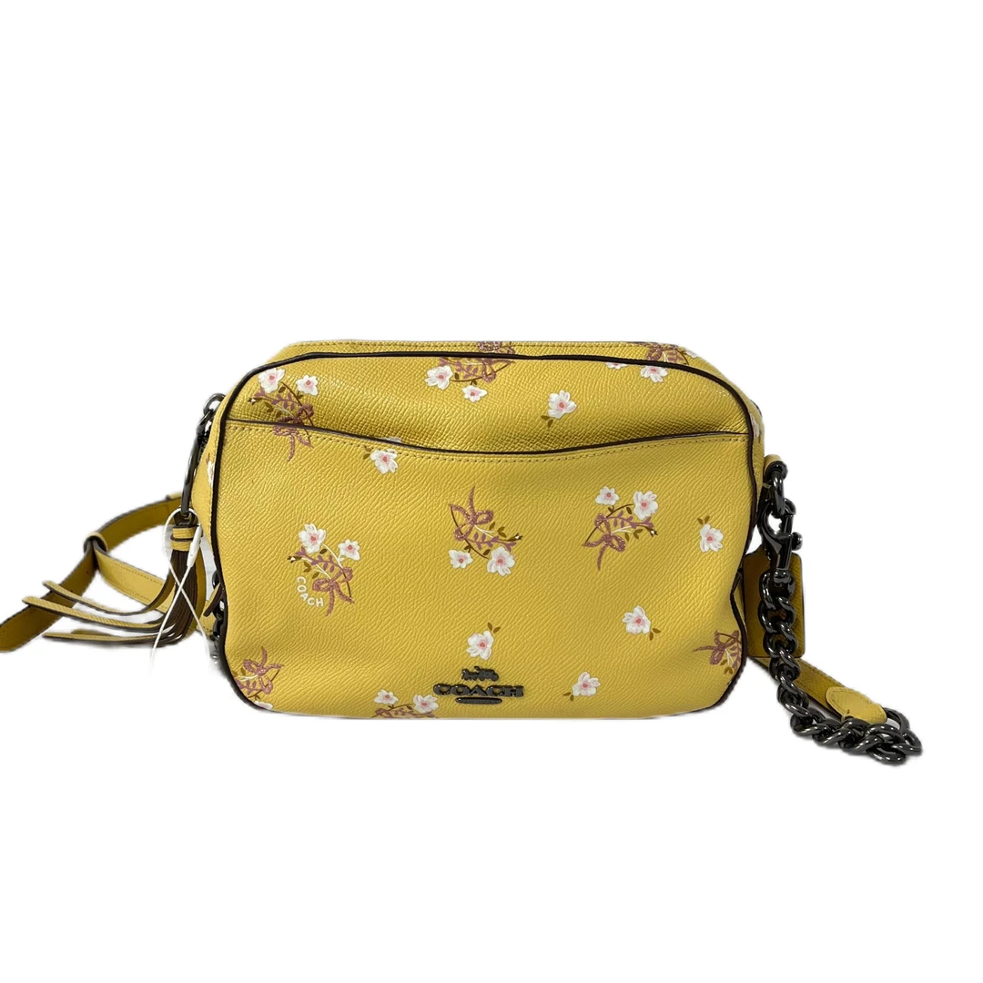 95新 COACH/蔻驰 黄色印花PVC单肩斜挎相机包 AF-10572-B