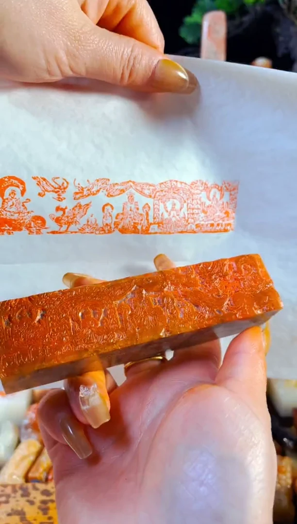 【闪购商品】老挝石印石手工篆刻《欢喜自在-佛造像》