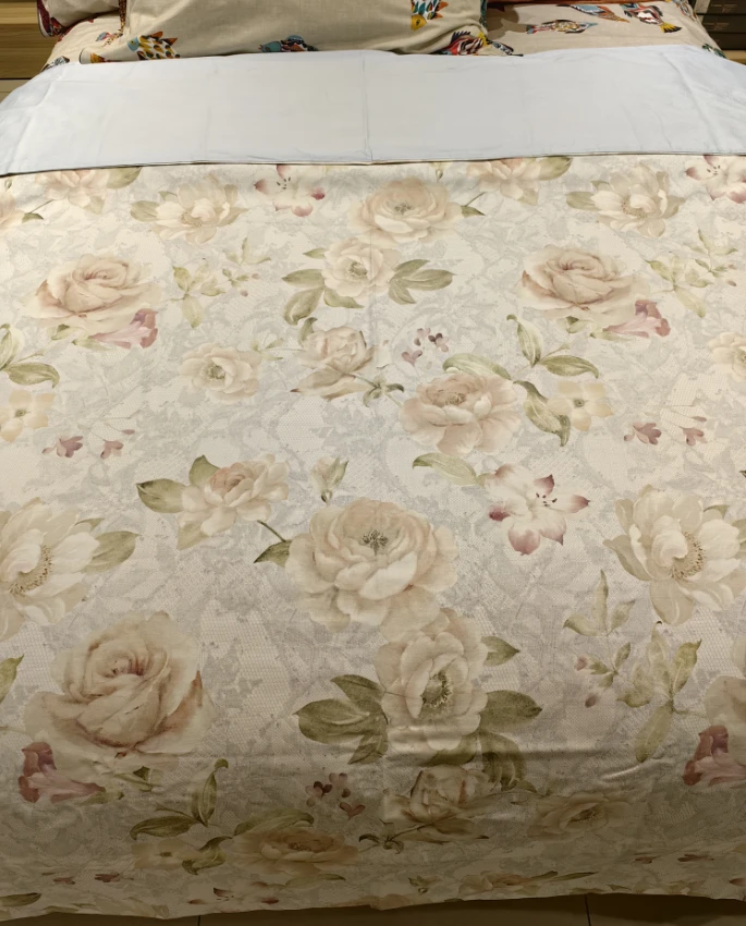【花戒指】精选全棉数码印花被套-余静蓝
