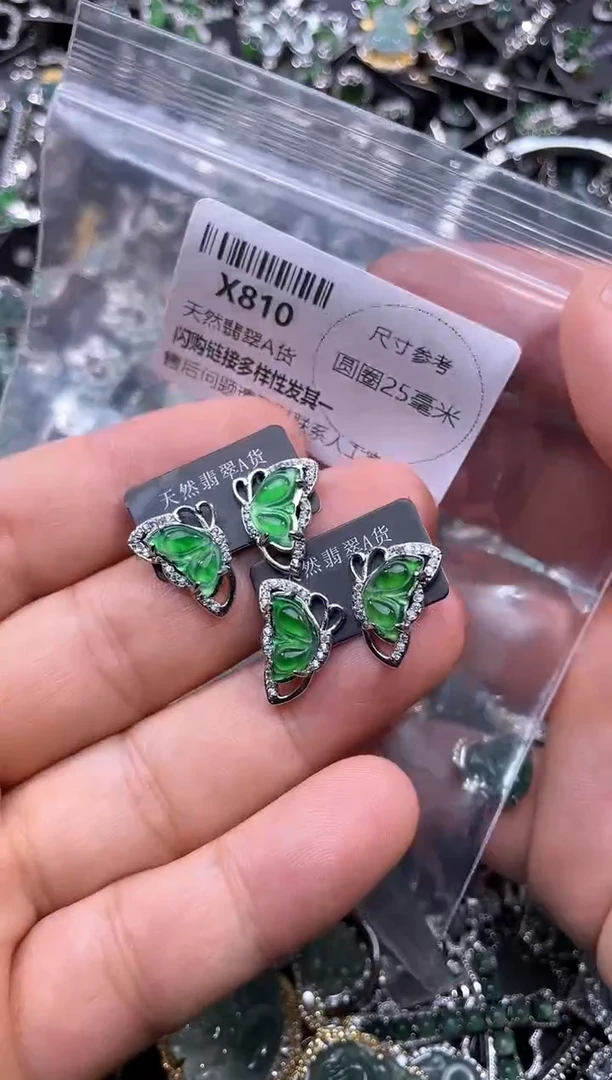 【闪购商品】翡翠颈饰未镶嵌X810耳钉 多样性发其一