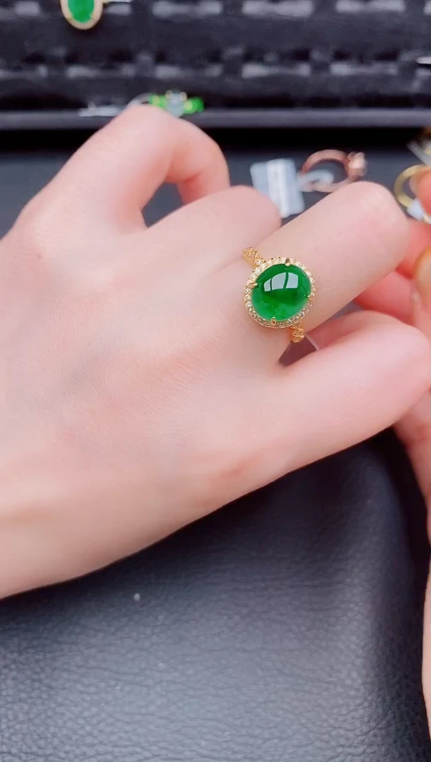 【闪购商品】翡翠戒指银S925镶嵌天然a货翡翠453